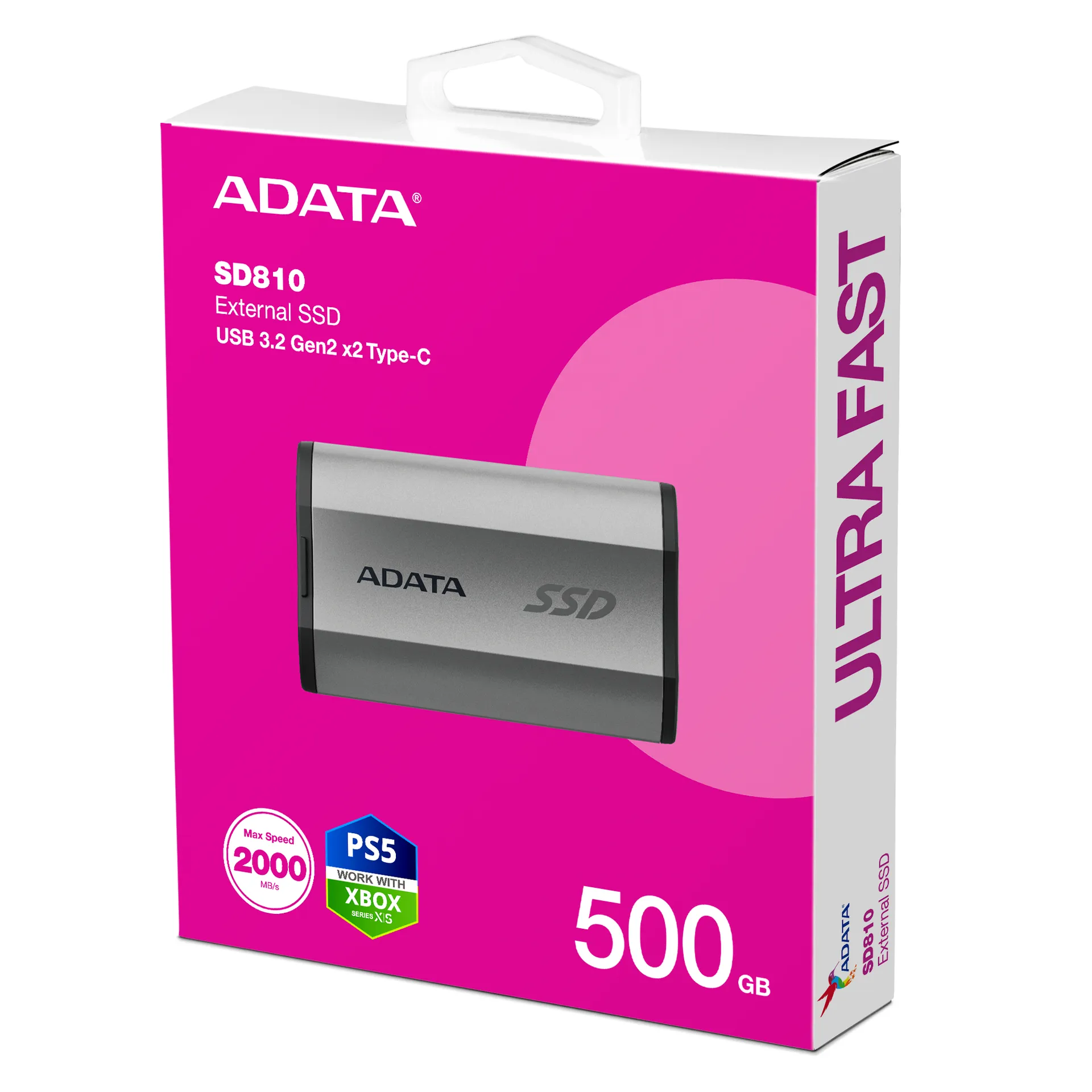 ADATA SD810 500 GB USB Typ-C USB 3.2 Gen 2x2 Schwarz, Silber – Bild 6