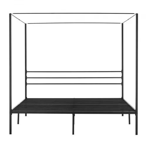 VEVOR Himmelbettrahmen (Kingsize), Metallhimmelbett (363 kg belastbar) mit Himmelbett-Design, robuste Stahllattenstütze, Stauraum unter dem Bett, kein Boxspring erforderlich, Netzrahmen Schwarz – Bild 10