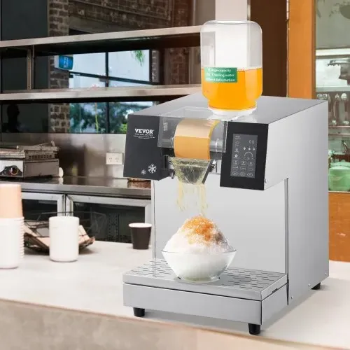 VEVOR Kommerzielle Schneeflocken-Eismaschine Schneeeisbereiter, 240 kg/24h Schneeflocken-Eismaschine, Edelstahl-Eisrasierer, elektrischer Schneekegel-Maker, Flüssigkeitskühlsystem mit Touch-LCD – Bild 7
