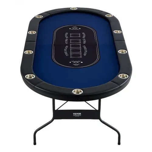 VEVOR Casino Pokertisch Klappbare Tischbeine 2140 x 1070 x 760 mm (L x B x H), Faltbarer Pokertisch, Schwarz & Blau Pokerauflage Klapptisch für 10 Spieler, Pokertisch mit Staubschutzhülle Tragbar – Bild 9