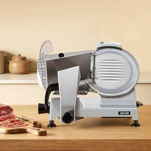 VEVOR Elektrische Aufschnittmaschine 250 mm Klinge, 240 W Allesschneider Fleischschneidemaschine mit Integriertem Schärfer und 0-12 mm Einstellbarer Schnittstärke, für Gefrorenes Fleisch Schinken – Bild 7