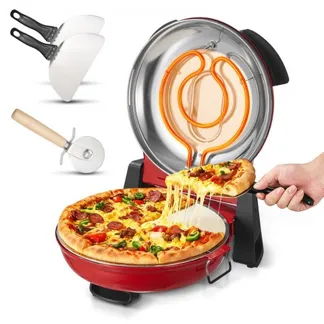 VEVOR Pizzaofen elektrischer Pizzamaker 1200 W Pizzakocher mit Cordieritstein, 5-stufige Temperaturregelung, Sichtfenster für präzises Kochen, erhitzt bis zu 420 °C, Backofen für Zuhause (rot) VEVOR Pizzaofen elektrischer Pizzamaker 1200 W Pizzakocher mit Cordieritstein, 5-stufige Temperaturregelung, Sichtfenster für präzises Kochen, erhitzt bis zu 420 °C, Backofen für Zuhause (rot)