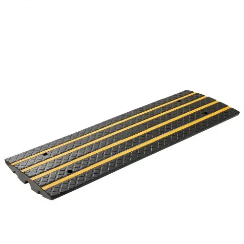VEVOR Gummi-Bordsteinrampe, 15 Tonnen Tragkraft, 66 mm Anstieg, Auffahrtsrampe mit gelben Reflektorstreifen, Schwellenrampe geeignet für Laderampe, Lager, Garage, Gehweg (1 Stück) – Bild 8