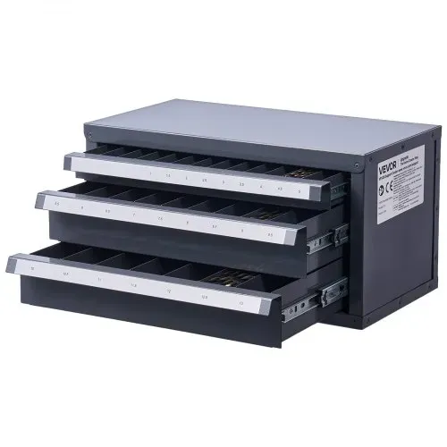 VEVOR Bohrer-Spender-Schrank, Bohrer-Organizer mit drei Schubladen für 1 mm bis 13 mm, Bohrer-Spender-Organizer aus Stahl mit Etiketten, Stapelbarer Bohrer-Spender zur Bohrer-Aufbewahrung – Bild 10