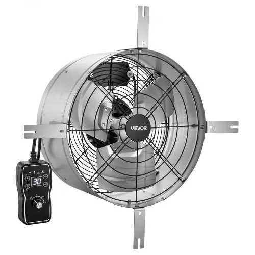 VEVOR Giebellüfter 38cm Dachbodenlüfter mit 2208,7m³/h Luftstrom Silber, Kühlung & Luftzirkulation für Dachboden Garage & Werkstatt, Kohlenstoffstahlgehäuse, mit Thermostat Netzkabel & Steuerkabel – Bild 10