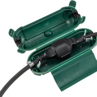 Kabelschutzbox für Aussen IP44 LxØ 21x8cm, mit Wandhalterung, Grün Kabelschutzbox für Aussen IP44 LxØ 21x8cm, mit Wandhalterung, Grün