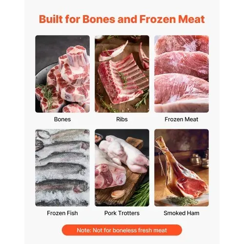 VEVOR Kommerzielle Fleischknochen Sägemaschine 2200 W, 1000 kg/h Knochenschneidemaschine Gefrorene Fleisch Knochen Schneidemaschine, 0-180 mm Einstellbare Dicke Knochensäge 470 x 530 mm Arbeitstisch – Bild 2