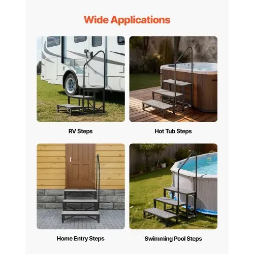 VEVOR RV Treppe mit Handlauf, 3-stufige Tragbare Standtreppe mit 299,38 kg Tragkraft Rutschfeste Trittstufe für Camper Mobilheime Pool und Spa Robuste Außentreppe Ideal für Senioren und Haustiere – Bild 5