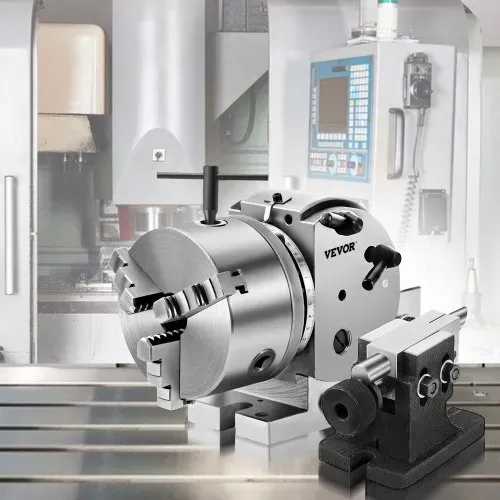 VEVOR Teilapparat mit backenfutter MT2, Rotary Tisch mit Indizierung Höhe der Mitte 100 mm, Dividing Head 23 kg, Rotary Tisch mit Tellern, Eine Starke Unterstützung zu Bearbeitenden Werkstück – Bild 7
