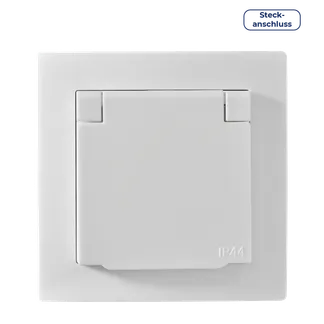 Schutzkontakt-Steckdose McPower “Flair“ 250V/16A, UP, IP44, weiß, Steckanschluss Schutzkontakt-Steckdose McPower “Flair“ 250V/16A, UP, IP44, weiß, Steckanschluss