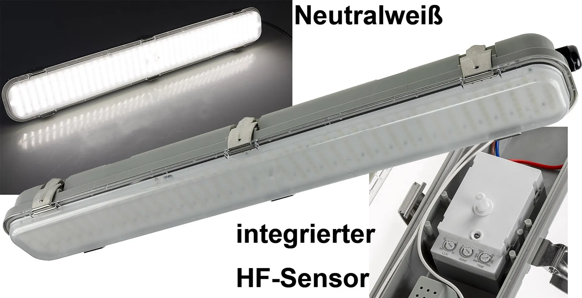 LED Deckenleuchte „HORTA“, 60cm, IP65 HF-Bewegungsmelder, 18W, 1562lm, 4000K LED Deckenleuchte „HORTA“, 60cm, IP65 HF-Bewegungsmelder, 18W, 1562lm, 4000K