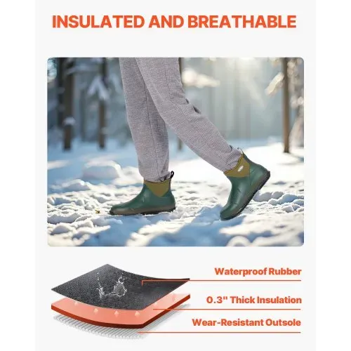 VEVOR Deckstiefel, Angelregenstiefel, rutschfeste Gummistiefel mit Knöchelriemen, isolierte Schlammstiefel, Neopren-Gummi, ideal zum Wandern, Angeln, Jagen oder für die Gartenarbeit, Größe 10 US – Bild 3