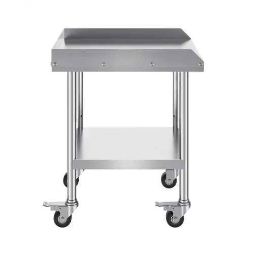 VEVOR Arbeitstisch aus Edelstahl, gewerblicher Arbeitstisch zur Lebensmittelzubereitung mit 4 Rädern, 3-seitiger Spritzschutzwand, 610 x 610 x 762 mm Arbeitstisch, Arbeitstisch für Restaurants – Bild 8