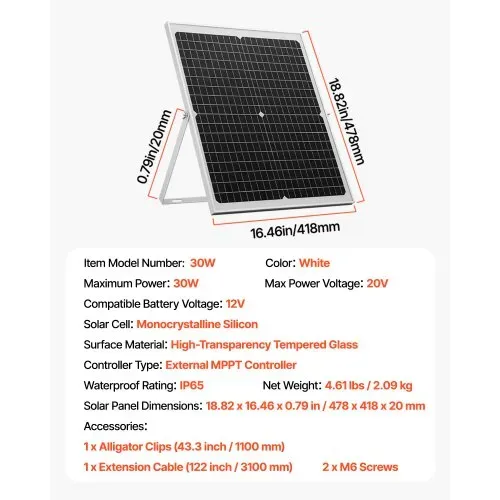 VEVOR 12V Monokristallines Solarpanel-Kit, Solarbatterieladegerät mit intelligentem MPPT-Controller & verstellbarer Halterung, IP67 wasserdicht für Auto, Boot, Wohnmobil, Motorradanhänger – Bild 6