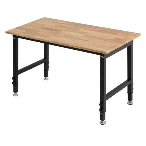 VEVOR Werkbank, 680 kg, Werkstatttisch 122x60 cm große Arbeitsplatte aus Eichenholz, Arbeitstisch mit 67–102 cm Höhenverstellung, Werktisch für Garage, Werkstatt, Zuhause, Büro & Gewerbe – Bild 10