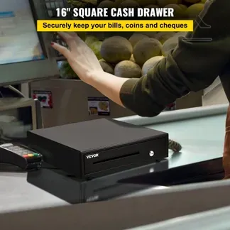VEVOR Kassenschublade Kassenlade 40,64 cm quadratische Geldschublade 3 Entriegelungswege RJ11/RJ12 Anschluss 5 Geldscheinfächer & 8 Münzfächer Lebensmittelgeschäft Bank Büro Café Supermärkt Bar VEVOR Kassenschublade Kassenlade 40,64 cm quadratische Geldschublade 3 Entriegelungswege RJ11/RJ12 Anschluss 5 Geldscheinfächer & 8 Münzfächer Lebensmittelgeschäft Bank Büro Café Supermärkt Bar