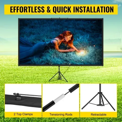 VEVOR 16:9 Beamer Leinwand 100 Zoll 4K HD Präsentationswand Stativ Projektionsfläche 227x127cm Rolloleinwand 160-Grad-Betrachtungswinkel Leinwand 200-250cm Höhenverstellbar für Heimkino Tagungsraum – Bild 4