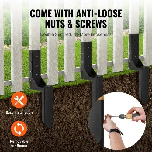 VEVOR Reparaturset für Zaunpfostenanker 4er-Pack Innendurchmesser 8,9 x 8,9 cm Stützpfosten aus Stahl für Zaunpfosten Anker-Erdspieß zur Reparatur von geneigten gebrochenen Holzzaunpfosten Umhüllung – Bild 5
