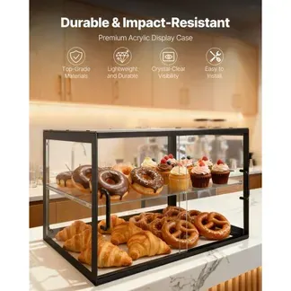VEVOR Gebäckvitrine 2-stöckig, Gewerbliche Bäckereivitrine aus Transparentem Acryl, Thekenvitrine mit Schiebetür & Abnehmbarer Trennwand für Kekse, Desserts und Donuts, 550 x 385 x 390 mm Schwarz VEVOR Gebäckvitrine 2-stöckig, Gewerbliche Bäckereivitrine aus Transparentem Acryl, Thekenvitrine mit Schiebetür & Abnehmbarer Trennwand für Kekse, Desserts und Donuts, 550 x 385 x 390 mm Schwarz