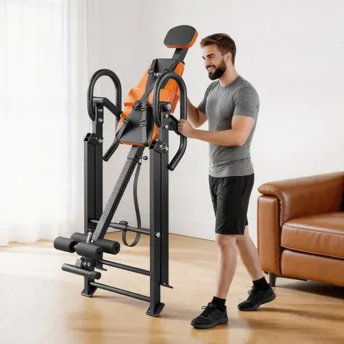 VEVOR Inversionstisch 136 kg 29 Höhenpositionen Faltbare Rückenstreckhilfe für Heim-Fitnessstudios, mit 2 Schultergurten, 8 Knöchelpositionen, Lendenkissen und Rutschfesten Griffen für Stabilität – Bild 7