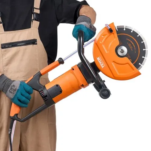 VEVOR Elektrische Betonsäge, 230 mm, Hochleistungs-Kreissäge 2000 W, Schnitttiefe 89 mm, Nass-/Trocken-Scheibensäge mit Wasserrohr, Wasserpumpe, Sägeblatt, für Stein und Ziegel – Bild 10