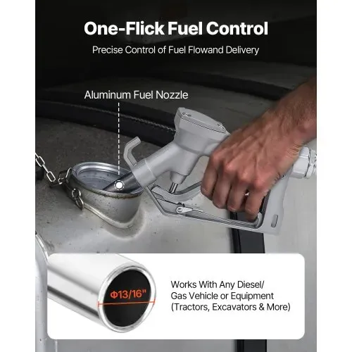 VEVOR Kraftstoff Umfüllpumpe, 12 V DC, 75,7 L/min, 1/4 PS, Diesel-Transferpumpe mit manueller Düse, Auslass- und Saugschlauch, für Benzin, Kerosin, Ethanolmischungen, Methanol, Biodiesel – Bild 2