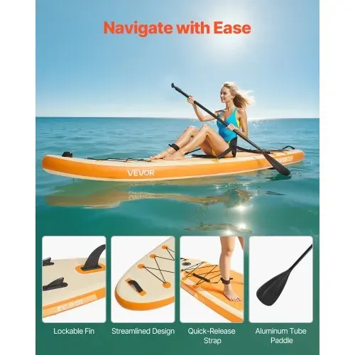 VEVOR aufblasbares Stand Up Paddle Board (323 x 83,8 x 15,2 cm) Paddleboard mit einem Sitz, Komplettset inkl. Pumpe Paddel Finne Rucksack, Knöchelleine Gurt, für Jugendliche und Erwachsene – Bild 3