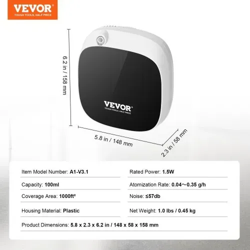 VEVOR Duft-Luftmaschine, 100 ml Bluetooth-Smart-Diffusor für ätherische Öle, wasserloser Duftdiffusor mit Kaltlufttechnologie, Aromatherapie-Diffusormaschine für Zuhause, Büro, Hotel, Spa – Bild 6