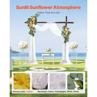 VEVOR Blumen für Hochzeit Bogen, gelbe Blumen für Traubogen mit Vorhängen (3er-Set) – 2 Blumenarrangements, 1 transparente Vorhänge, für Zeremoniensträuße, Empfangshintergrunddekoration VEVOR Blumen für Hochzeit Bogen, gelbe Blumen für Traubogen mit Vorhängen (3er-Set) – 2 Blumenarrangements, 1 transparente Vorhänge, für Zeremoniensträuße, Empfangshintergrunddekoration