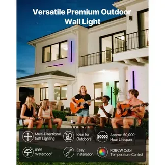 VEVOR Wandleuchten, 2er-Pack, 100 cm lange moderne RGB-Außenwandleuchten, 2700 K-6000 K, IP65 wasserdicht, rostfrei, dimmbar, Wand Licht für Haus, Veranda, Garage, Garten, Terrasse VEVOR Wandleuchten, 2er-Pack, 100 cm lange moderne RGB-Außenwandleuchten, 2700 K-6000 K, IP65 wasserdicht, rostfrei, dimmbar, Wand Licht für Haus, Veranda, Garage, Garten, Terrasse