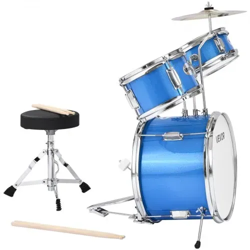 VEVOR Schlagzeugset, 3-teilig, Anfänger Drum Kit, inkl. 35,6 cm Basstrommel, 20,3 cm Tom-Tom, 25,4 cm Snare-Drum, verstellbare Drumsticks, Musik-Lernset, für Kinder von 6–13 Jahren, blau – Bild 9