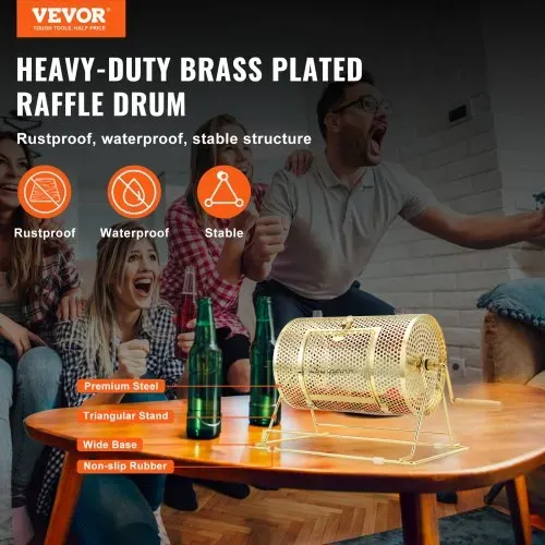 VEVOR Lostrommel Glückskind 3500 Lose oder 100 Tombola-Kugeln Fassungsvermögen, Professioneller Los-Drehkäfig aus Metall, Lotterie-Drehscheibe, Losbox für Lotteriespiele Golden VEVOR Lostrommel Glückskind 3500 Lose oder 100 Tombola-Kugeln Fassungsvermögen, Professioneller Los-Drehkäfig aus Metall, Lotterie-Drehscheibe, Losbox für Lotteriespiele Golden