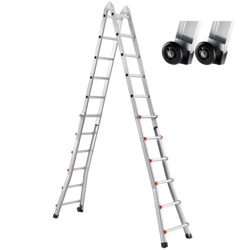 VEVOR Teleskopleiter mit A-Rahmen, 6230 mm kompakte Aluminium-Ausziehleiter, Mehrzweckleiter, Stehleiter, Anlegeleiter, Klappleiter für Hausaufgaben, Treppen, Innen- und Außendächer, 150 kg Tragkraft – Bild 8