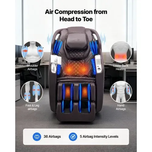 VEVOR Massagesessel Ganzkörpermassagesessel Zero Gravity mit SL-Schiene & Yoga-Stretch-Modus, Relaxsessel mit Heizung & einziehbarem Pedal & 36 Airbags & LCD-Bildschirm Massagestuhl 4D-Massage – Bild 4