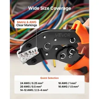 VEVOR Crimpzange Ratschenfunktion 0,25-4 mm², Kabelschuhzange mit Klaren Metrischen & AWG-Markierungen, Schnellverschluss, Presszange Einstellbarer Anpressdruck für Mehrere Anschlüsse VEVOR Crimpzange Ratschenfunktion 0,25-4 mm², Kabelschuhzange mit Klaren Metrischen & AWG-Markierungen, Schnellverschluss, Presszange Einstellbarer Anpressdruck für Mehrere Anschlüsse