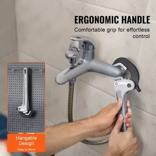 VEVOR Rohrzange, 14 Zoll gerade Aluminium-Rohrzange, automatische Backeneinstellung, verstellbarer Sanitärschlüssel, leicht zu tragen, ergonomischer Griff, aufhängbares Design, für Wasserleitungen – Bild 4