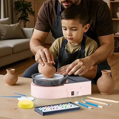 VEVOR Mini Töpferscheibe Maschine 158 mm Drehteller mit einstellbarer Rotationsgeschwindigkeit, elektrische Tonscheibe mit Tonformungswerkzeugen, geeignet für Heimwerken Töpferkurse, Rosa – Bild 7