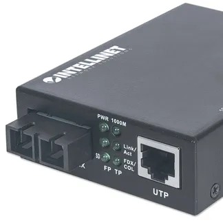 Intellinet Gigabit Ethernet Singlemode Medienkonverter, 10/100/1000Base-T auf 1000Base-LX (SC) Single Mode, 20 km Intellinet Gigabit Ethernet Singlemode Medienkonverter, 10/100/1000Base-T auf 1000Base-LX (SC) Single Mode, 20 km