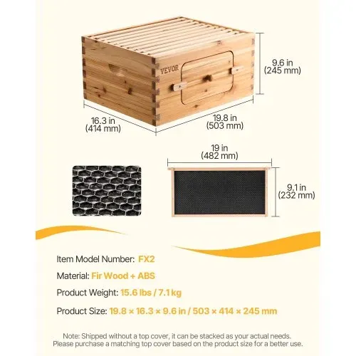 VEVOR Bienenstock-Starterset mit tiefer Box, 100 % mit Bienenwachs beschichtetes natürliches Tannenholz, Zander Beute mit 10 Rahmen und Fundamenten, transparente Bienenfenster aus Acryl – Bild 6