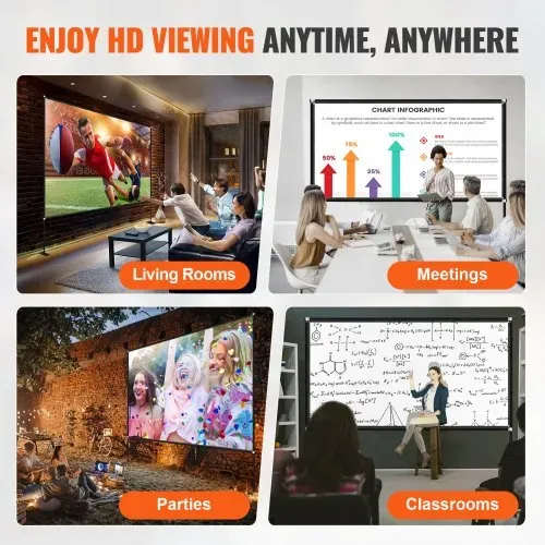 VEVOR Projektionsleinwand mit Ständer 381cm Tragbare Filmleinwand 16:9 Outdoor Indoor Beamer Leinwand 347 x 201.9cm Mobile Beamer Leinwand 160° – Bild 5