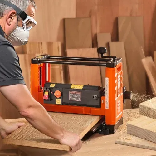 VEVOR Dickenhobel, 2 Gang, 330 mm breiter Arbeitstisch, Hobelmaschine, drei Klingen, 2000 W, 23500 U/min, leistungsstarker Motor, Doppelrollen, Überrollschutz, Holzbearbeitung für Hart- & Weichholz – Bild 7