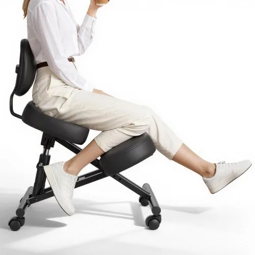 VEVOR Ergonomischer Kniestuhl mit Rollen & Rückenlehne, Höhenverstellbarer Kniehocker in X-Form mit Dicken Schaumstoffpolstern, zur Entlastung von Nacken & Rücken, für Zuhause, Büro & Meditation VEVOR Ergonomischer Kniestuhl mit Rollen & Rückenlehne, Höhenverstellbarer Kniehocker in X-Form mit Dicken Schaumstoffpolstern, zur Entlastung von Nacken & Rücken, für Zuhause, Büro & Meditation