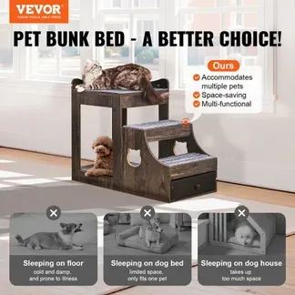 VEVOR Etagenbett für Haustiere mit abnehmbarer Treppe, Fenstersitzstange für Hunde/Katzen mit Stauraum, mehrstufiges Bett, Fenstersitzstange, Schlafcouch, Sitzplattform für Haustiere, 830x450x675mm VEVOR Etagenbett für Haustiere mit abnehmbarer Treppe, Fenstersitzstange für Hunde/Katzen mit Stauraum, mehrstufiges Bett, Fenstersitzstange, Schlafcouch, Sitzplattform für Haustiere, 830x450x675mm
