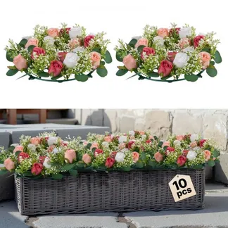VEVOR Künstlicher Blumenkranz, 340x340x90 mm, Kunstblumenkranz mit rosa & weißen Rosen, Blumenarrangement-Mittelstück für Valentinstag, Muttertag, Party, Hochzeit & Tischdekoration, 10 Stk. VEVOR Künstlicher Blumenkranz, 340x340x90 mm, Kunstblumenkranz mit rosa & weißen Rosen, Blumenarrangement-Mittelstück für Valentinstag, Muttertag, Party, Hochzeit & Tischdekoration, 10 Stk.