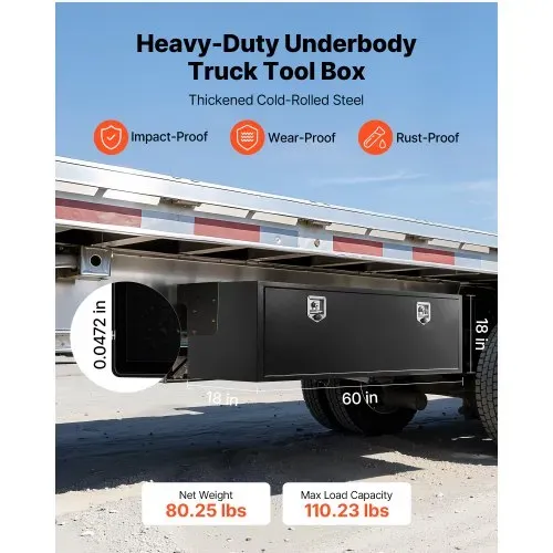 VEVOR Lkw Unterbaubox 1524 x 457 x 457 mm Unterflur Staukasten Kaltgewalzter Stahl Wasserdichter Werkzeugkasten mit T-Griff Schloss für Lkw Anhänger Transporter Werkzeugkiste Unterflurkasten Schwarz VEVOR Lkw Unterbaubox 1524 x 457 x 457 mm Unterflur Staukasten Kaltgewalzter Stahl Wasserdichter Werkzeugkasten mit T-Griff Schloss für Lkw Anhänger Transporter Werkzeugkiste Unterflurkasten Schwarz