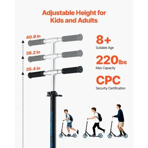 VEVOR Scooter (2 Räder) für Kinder ab 8 Jahren, Cityroller Kinderroller Straßenroller mit höhenverstellbarem Lenker & rutschfestem Deck & faltbarem Rahmen, Tretroller bis zu 100 kg, blau VEVOR Scooter (2 Räder) für Kinder ab 8 Jahren, Cityroller Kinderroller Straßenroller mit höhenverstellbarem Lenker & rutschfestem Deck & faltbarem Rahmen, Tretroller bis zu 100 kg, blau