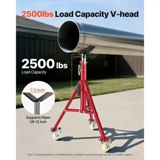VEVOR Modell 1107A Einklappbare Rohrstütze mit V-Kopf, Rohrstütze mit 400 kg Gewichtskapazität / 0,32 – 30,48 cm Rohrkapazität, Rohrständer 71 – 131 cm verstellbar, Rohrbock Stahl mit Rollen VEVOR Modell 1107A Einklappbare Rohrstütze mit V-Kopf, Rohrstütze mit 400 kg Gewichtskapazität / 0,32 – 30,48 cm Rohrkapazität, Rohrständer 71 – 131 cm verstellbar, Rohrbock Stahl mit Rollen