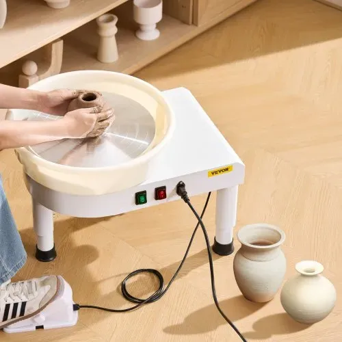 VEVOR Töpferscheibe Keramik-Radformmaschine 450 W (35 cm) mit einstellbarem Pedal & Hubbein & abnehmbarem Becken, Töpferformmaschine mit komplettem Zubehör für Kunst Handwerk Heimwerken, weiß – Bild 7