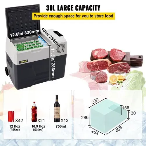 VEVOR 30L Autokühlschrank Kompressorkühlbox Edelstahl Urlaub Isolierbox Mini Kühlschrank Kühlbox Auto und Steckdose – Bild 2