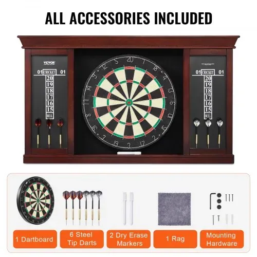 VEVOR Dartboard spielbereites Paket, Dartboard-Schrankset in offizieller Größe, Dartscheibe 45 x 3,8 cm, Dartschrank mit Stahlspitze, komplett mit sämtlichem Zubehör, für Cricket-Spiele – Bild 5